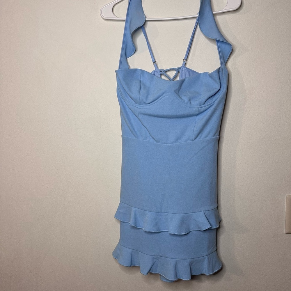 Lucy in the Sky Light Blue Dress with Tie Details